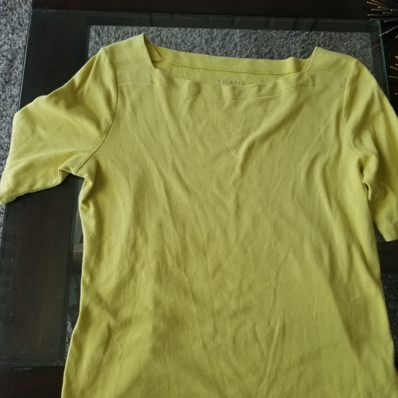 Talbots Boatneck Top Lime Green Small Square Wide - Picture 5 of 5